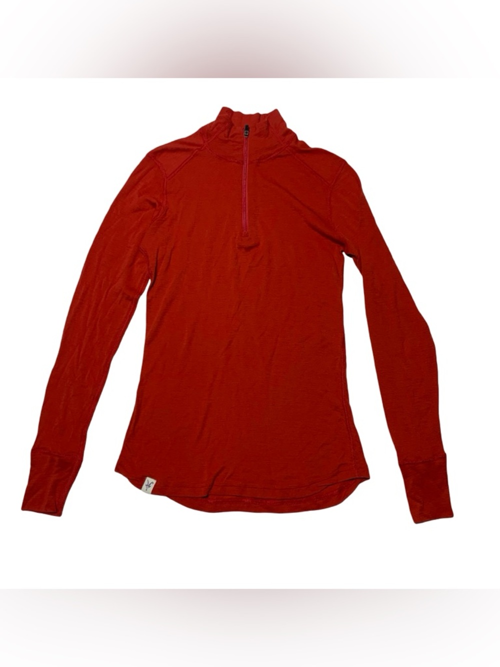 Ibex 100% New Zealand Merino Wool Orange 1/4 Zip Base Layer Womens Size M